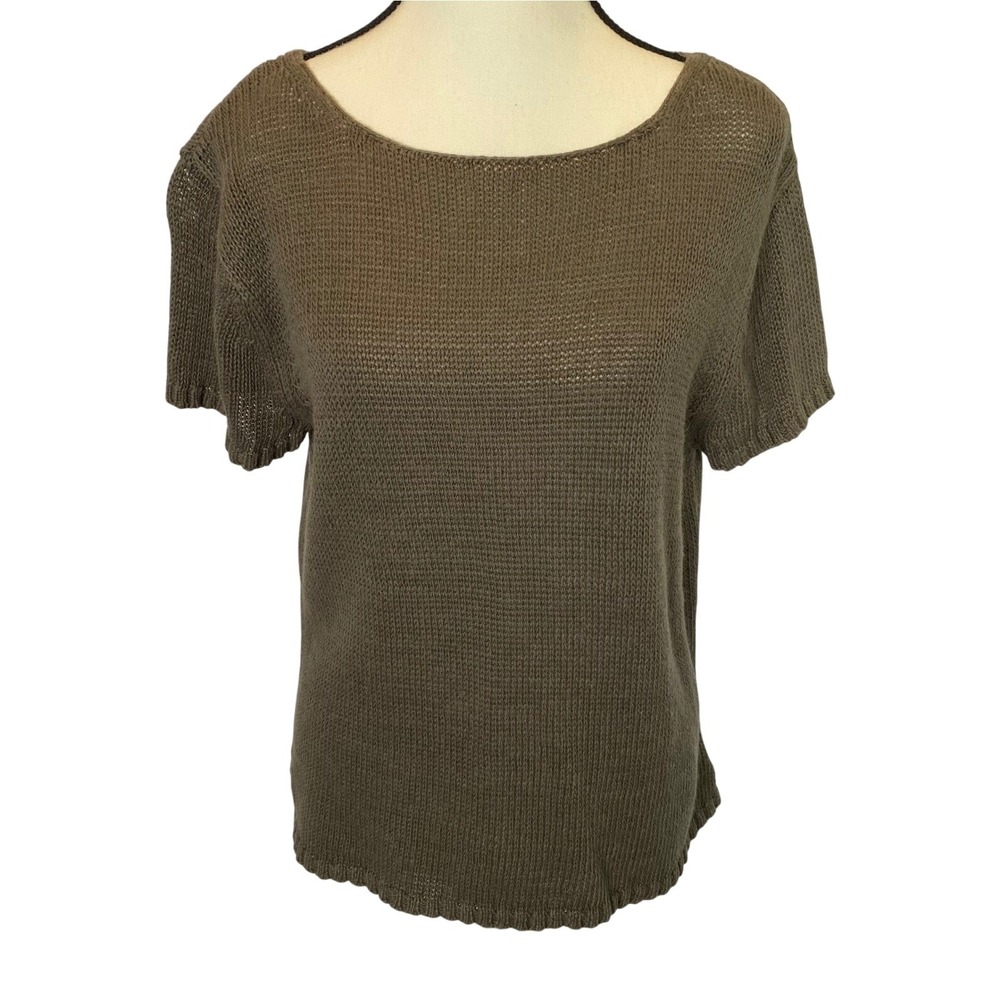 Eddie Bauer Women's Textured Knit Short Sleeve Sweater T-Shirt Top‎ Size XL Tall